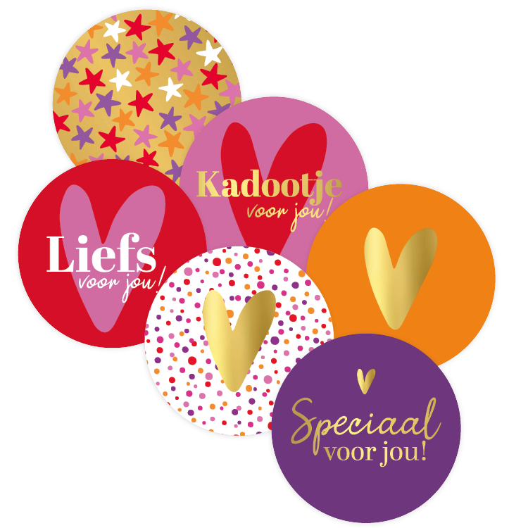 cadeausticker rond met hart