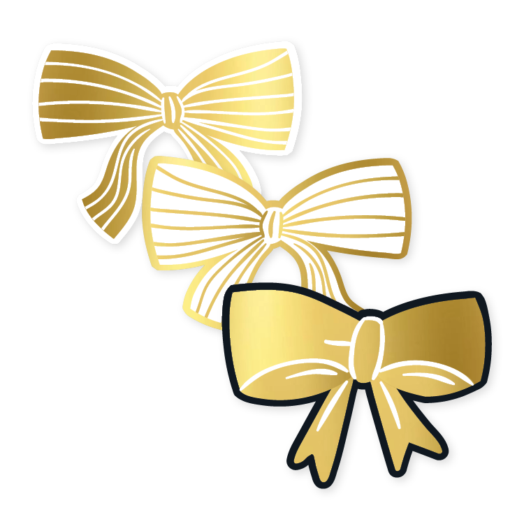 Cadeausticker strikken goud wit