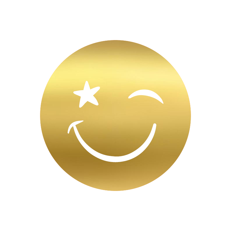 cadeausticker smiley met ster goud