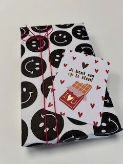 cadeaupapier smiley zwart wit