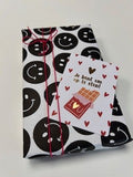cadeaupapier smiley zwart wit