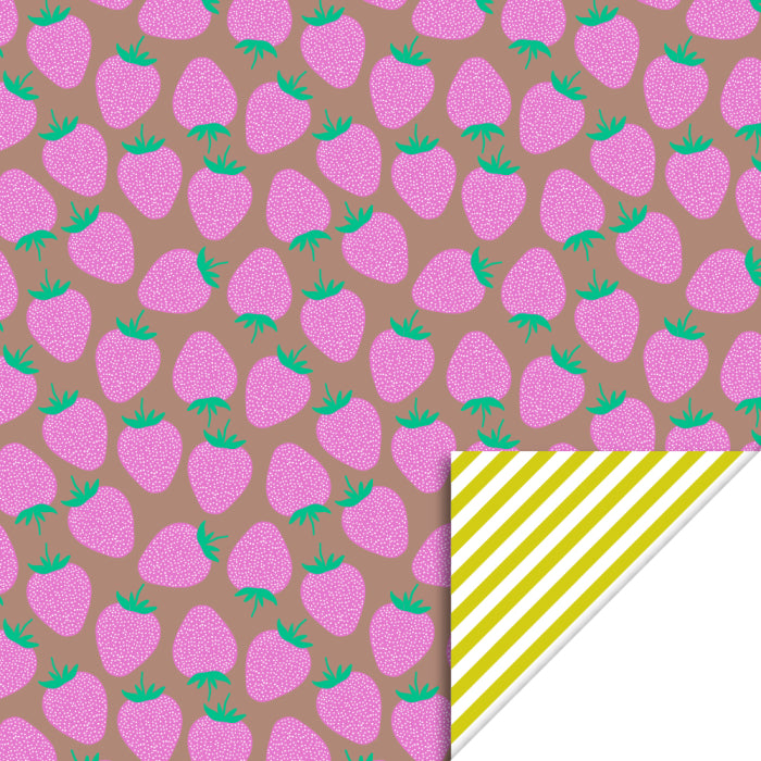 cadeaupapier strawberry pink stripe lime