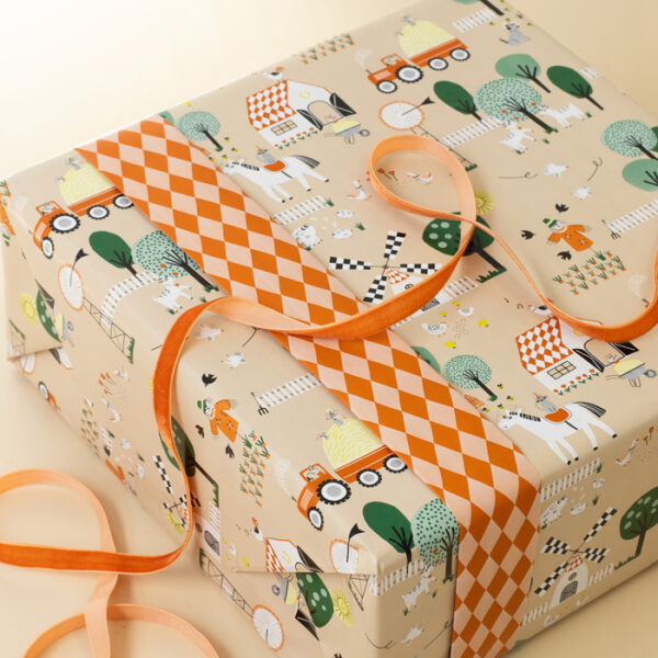Cadeaupapier Farm Beige - Harlequin Cognac