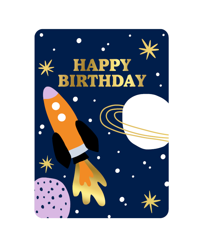 kaart happy birthday rocket