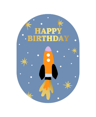 kaart happy birthday rocket ovaal
