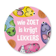 cadeausticker wie zoet is krijgt lekkers studio schatkist