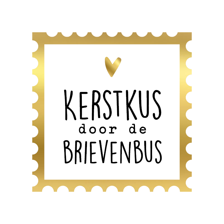 cadeausticker kerstkus door de brievenbus