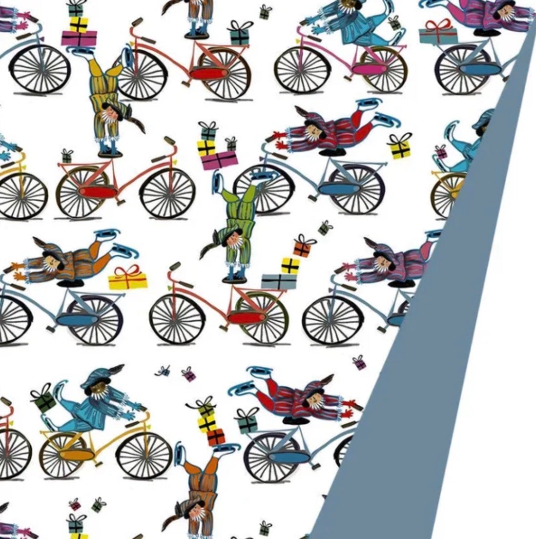 cadeaupapier piet op de fiets