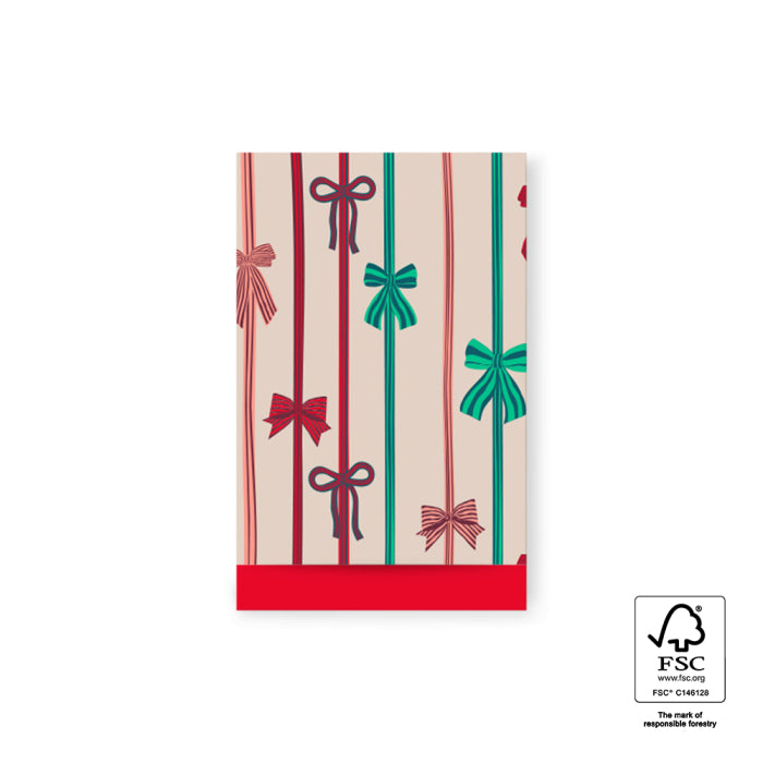 Cadeauzakjes; Bow Parade - Beige/Rood - 12x19cm - 5x