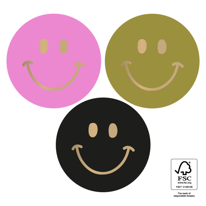 Cadeausticker; Smiley Gold - 9x