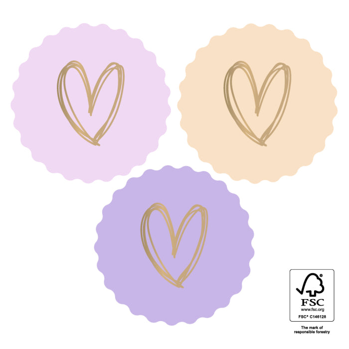 Cadeausticker; Heart Gold - Pastel - 9x