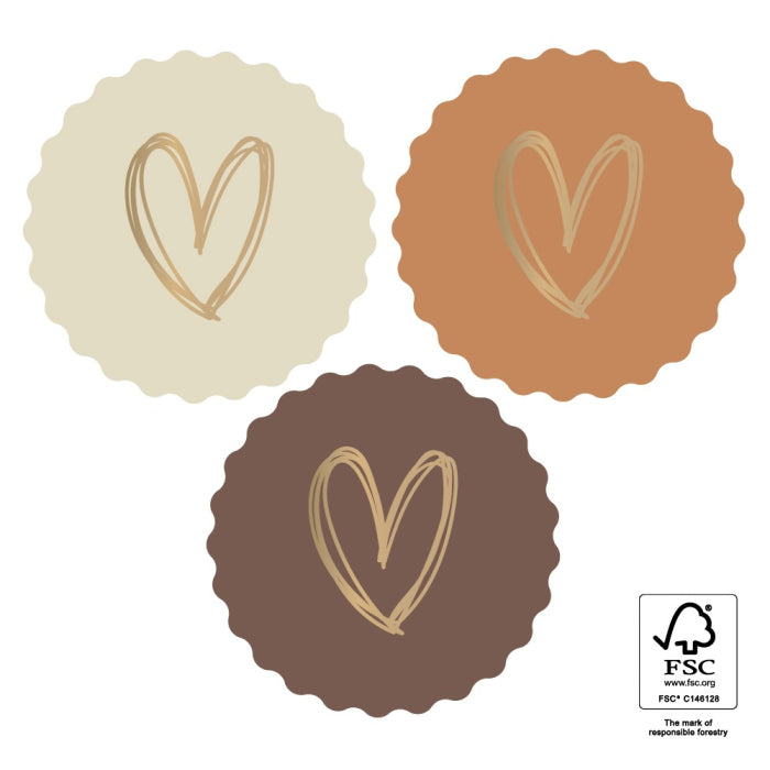 Cadeaustickers; Heart Gold - Naturel - 9x